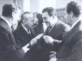 Mark G. Fradkin, Alexander Naumovich Tsfasman, Leonid Osipovich Utesov, Isaak Isaakovich Lyuban. 1950s (  ,   ,   ,   . 1950- .) (Belyaev)