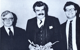 Jan Frenkel with Yu. Saulsky (left) and A. Zhurbin. The photo. (   .  ()  . . .) (Belyaev)
